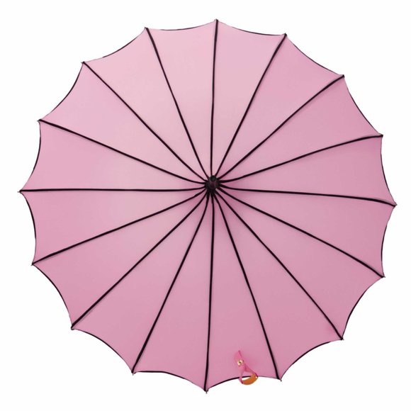 Pink with Black Encased Trim with Scalloped Edge Parasol (Cosmetic Blemish) - Picture 7 of 9